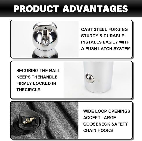 60618 Puck System Gooseneck Hitch Ball Kit متوافق مع 2013-2024 Dodge Ram 2500 3500 2-5/16 بوصة كرة Gooseneck لسرير الشاحنة مع مراسي سلسلة أمان Gooseneck | 30000 رطل GTW / 7500 رطل VTW in Saudi Arabia