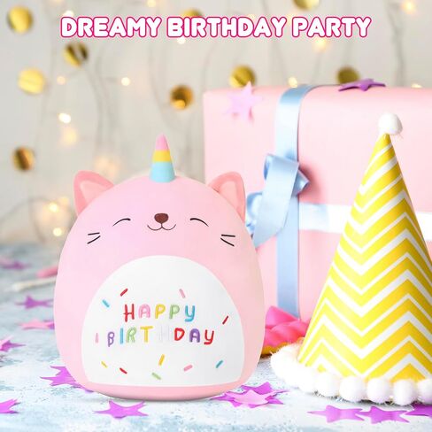 SQEQE Unicorn Cat Plush Kawaii Birthday Cat Plushies Pillow Cat Stuffed Animal Toy Soft Plushie Doll Gifts for Kids Decor(Caticorn, 8 Inch) in Kuwait