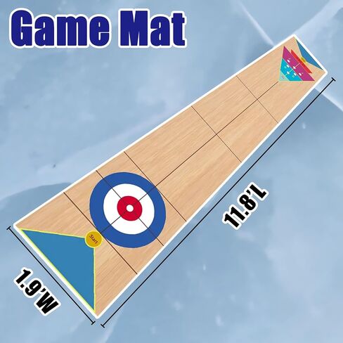 Shuffleboard, Curling and Bowling 3 in 1 Board Game Set,with 8.98 Foot Game Mat,2 Cues,8 Curling Rocks,6 Bowling Pins,Fun Family Game in Kuwait
