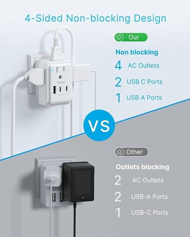 2 Pack Type E F Travel Plug Adapter ، Vintar Germany France Plug Adapter مع 4 منافذ 3 منافذ USB (2USB C) ، محول منفذ كوريا الجنوبية ، محول السلطة Schuko لنا إلى أوروبا إسبانيا اليونان كوريا كوريا in Kuwait