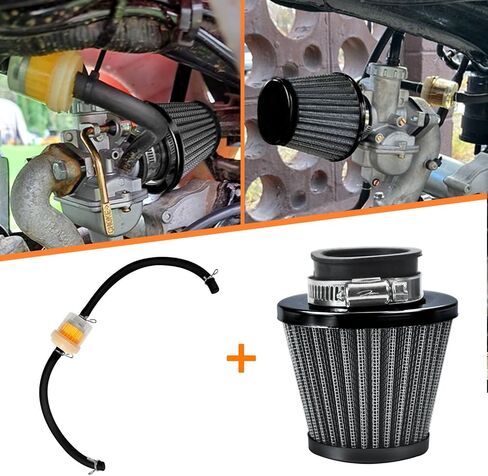 مجموعة خط وقود فلتر الهواء 35 مم لـ 110cc 125cc SSR110 SSR125 TTR90 TTR110 PW80 CRF50 CRF70 XR50 XR70 KLX110 Baja DR70 Motovox MVX70 MVX110 Tao Tao DB14 Dirt Pit Bike أربع عجلات رباعية ATV فضية in Kuwait