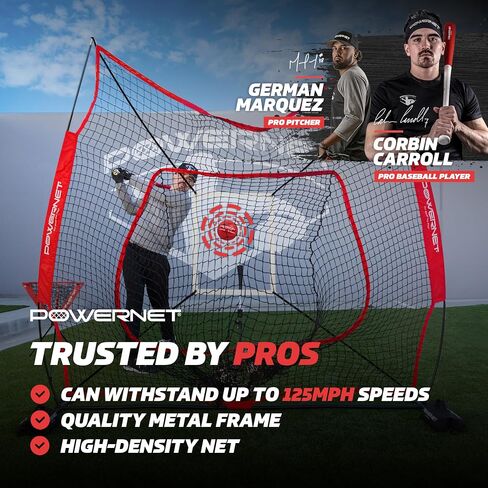 PowerNet Baseball Softball Practice Net 7x7 with Baseball Accessories for Practice Pitching, Batting & Fielding, Ball Caddy, Weighted Baseballs, Tee in Kuwait