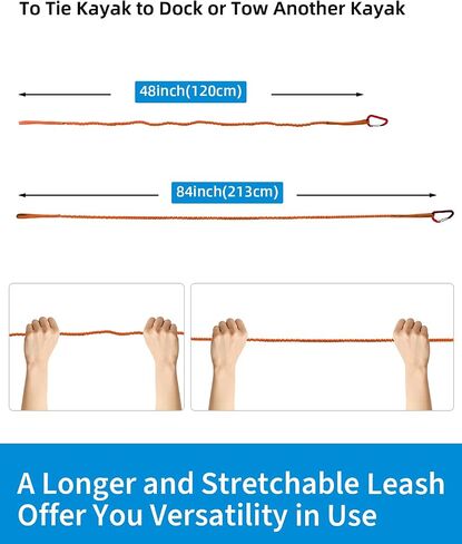 OCEANBROAD Kayak Paddle Leash Stretchable Strap Lanyard Rope for SUP Kayaking Boating Canoeing Fishing Pole Rod 5-7 Feet in Kuwait