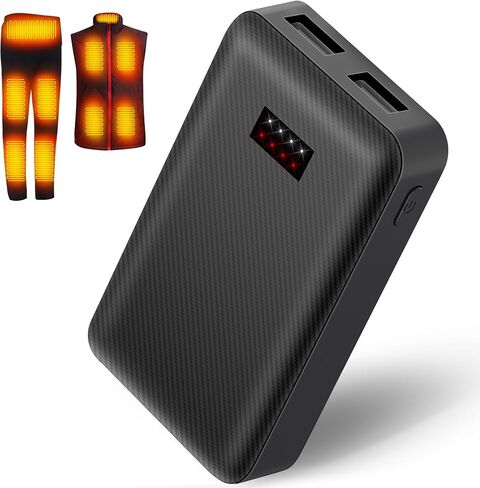 Battery Pack for Heated Vest Jacket Coat Pants and Heating Underwear, 5V2A Heated Clothing Replacement Battery Pack (Black, 5V2A USB Port 10000mAh) in Kuwait