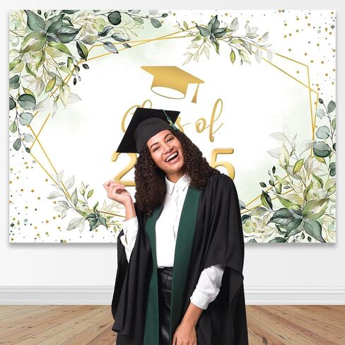 MOCSICKA 7X5FT GREENEREDERS BACKDROP CLASS من 2025 حزب الدراسات العليا خلفية GREEN GOLDEN LEAS in Kuwait