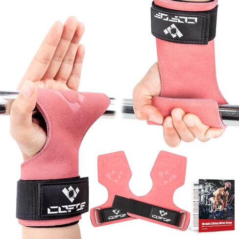 Weight Lifting Wrist Strap,Double Layer Leather Weightlifting Wrist Strap for Deadlift and Powerlifting, Adjustable Neoprene Padded Gym Workout Lifting Wrist Hooks for Men/Women(Pair) in Kuwait
