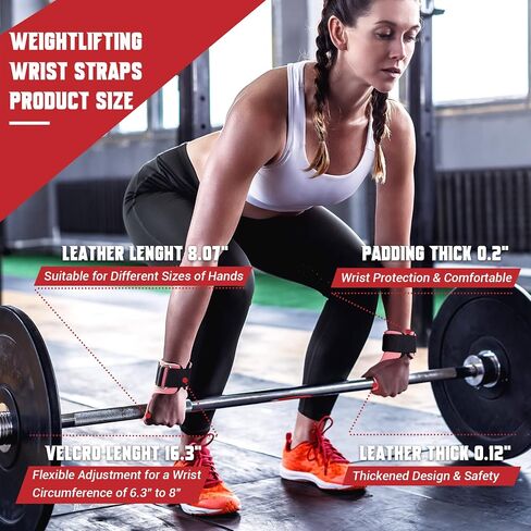 Weight Lifting Wrist Strap,Double Layer Leather Weightlifting Wrist Strap for Deadlift and Powerlifting, Adjustable Neoprene Padded Gym Workout Lifting Wrist Hooks for Men/Women(Pair) in Kuwait