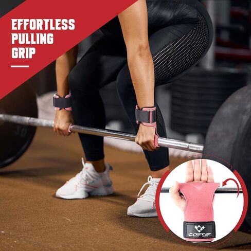 Weight Lifting Wrist Strap,Double Layer Leather Weightlifting Wrist Strap for Deadlift and Powerlifting, Adjustable Neoprene Padded Gym Workout Lifting Wrist Hooks for Men/Women(Pair) in Kuwait