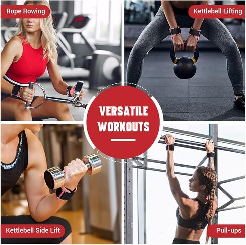 Weight Lifting Wrist Strap,Double Layer Leather Weightlifting Wrist Strap for Deadlift and Powerlifting, Adjustable Neoprene Padded Gym Workout Lifting Wrist Hooks for Men/Women(Pair) in Kuwait