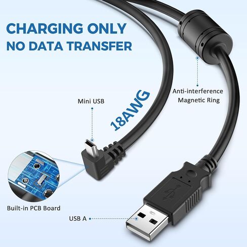 YQMAJIM for Garmin GPS Charger Cable,(6Ft 18AWG) Mini USB GPS Power Cord for Garmin Nuvi,90 Degree GPS Replacement Charging Wire,GPS Charger Cables for Garmin Drivesmart 65,Zumo XT,Dezl,Navigation in Saudi Arabia