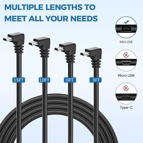 YQMAJIM for Garmin GPS Charger Cable,(6Ft 18AWG) Mini USB GPS Power Cord for Garmin Nuvi,90 Degree GPS Replacement Charging Wire,GPS Charger Cables for Garmin Drivesmart 65,Zumo XT,Dezl,Navigation in Saudi Arabia