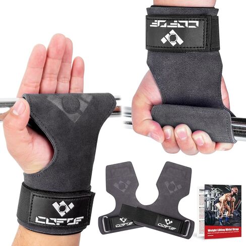 حزام معصم لرفع الأثقال، حزام معصم جلدي مزدوج الطبقات لرفع الأثقال ورفع الأثقال، خطافات معصم مبطنة بالنيوبرين قابلة للتعديل للرجال والنساء (زوج) in Kuwait