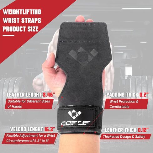 حزام معصم لرفع الأثقال، حزام معصم جلدي مزدوج الطبقات لرفع الأثقال ورفع الأثقال، خطافات معصم مبطنة بالنيوبرين قابلة للتعديل للرجال والنساء (زوج) in Kuwait
