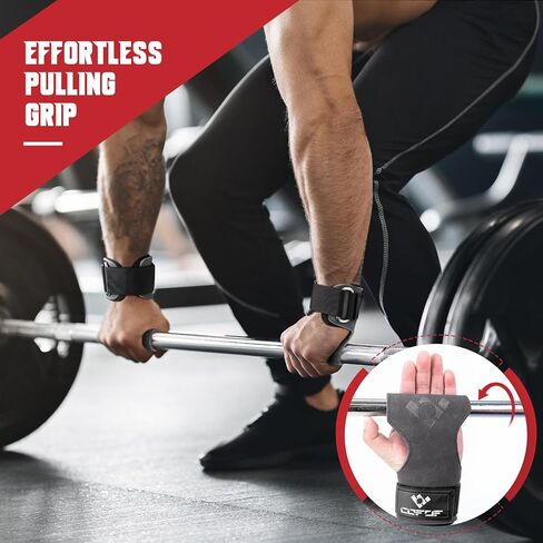 حزام معصم لرفع الأثقال، حزام معصم جلدي مزدوج الطبقات لرفع الأثقال ورفع الأثقال، خطافات معصم مبطنة بالنيوبرين قابلة للتعديل للرجال والنساء (زوج) in Kuwait