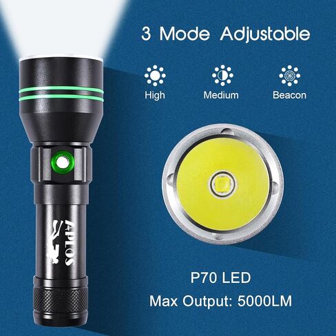APLOS AP20 Scuba Dive Light - 2000 Lumens Scuba Diving Flashlight, IPX8 Waterproof Underwater Torch with Rechargeable Battery and Charger in Kuwait