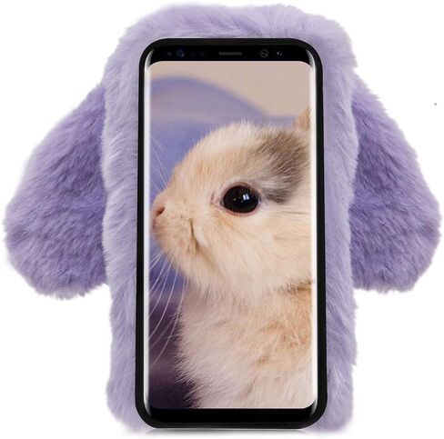 علبة أرنب لـ Samsung Galaxy S8 ، أذني أرنب ثلاثي الأبعاد لطيف فروي ناعم شتاء شتاء دافئ الفراء الفراء زهيد رقيقة TPU الغطاء الواقي للنساء للنساء - الأرجواني - الأرجواني in Kuwait