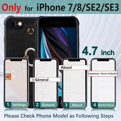 Wallet Case Compatible for iPhone SE 2022/2020,iPhone 7/8 with Card Holder,Shockproof Phone Cover Supports 360°Rotation Ring Stand and RFID Blocking for iPhone SE2/SE3/7/8,Blue Green in Saudi Arabia