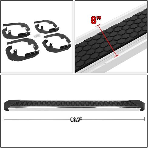 J2 Engineering J2-STEPB-ZTL-8260-SS 10 Inches Side Step Bar Running Boards Compatible with 07-19 Silverado/Sierra Extended Cab, Metallic/Black in Kuwait