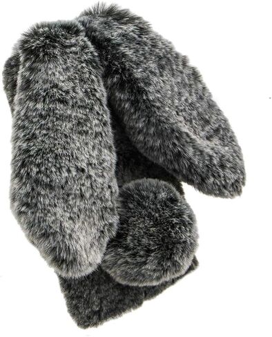 Rabbit Case for Samsung Galaxy S8, Cute 3D Bunny Ears Soft Furry Hairball Fuzzy Winter Warm Faux Fur Plush Fluffy Flexible TPU Bumper Protective Skin Cover for Women Girls - Purple in Kuwait