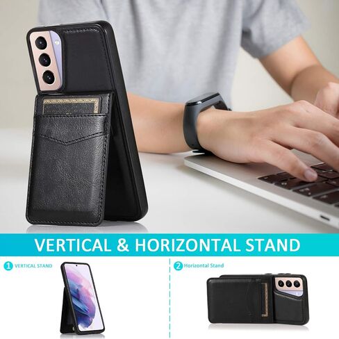 Phone Case for Samsung Galaxy S21 Plus Glaxay S21+ 5G with Tempered Glass Screen Protector and Credit Card Holder Wallet Cover Stand Leather Cell Gaxaly S21+5G S21plus 21S + S 21 21+ G5 Cases Blue in Kuwait