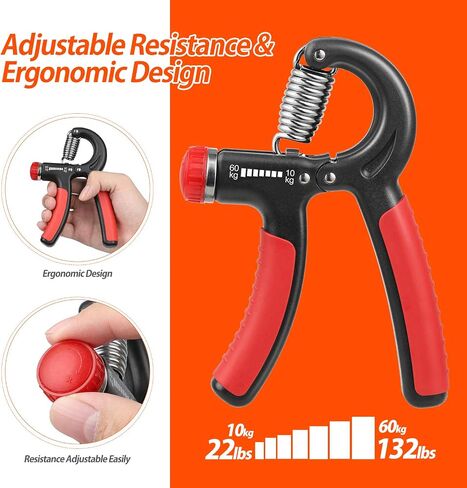 NIYIKOW Grip Strength Trainer, Hand Grip Strengthener, Adjustable Resistance 22-132Lbs (10-60kg), Forearm Strengthener, Perfect for Musicians Athletes in Kuwait