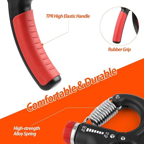 NIYIKOW Grip Strength Trainer, Hand Grip Strengthener, Adjustable Resistance 22-132Lbs (10-60kg), Forearm Strengthener, Perfect for Musicians Athletes in Kuwait