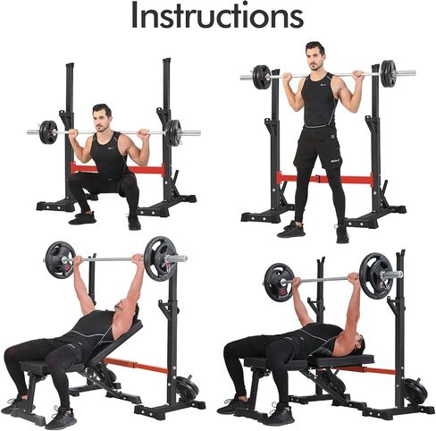 BangTong&Li Squat Rack Stand,Barbell Rack,Bench Press Rack Stand Home Gym Adjustable Weight Rack 550Lbs in Kuwait