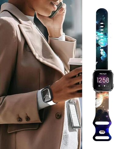 Watch Bands Compatible for Versa 2/Versa, Soft Silicone Cute Fadeless Sport Strap Replacement for Women Men in Kuwait