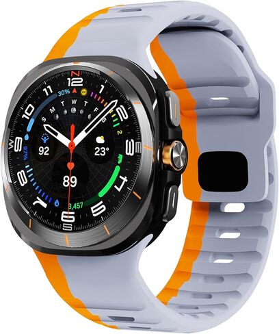 Sport Bands Compatible with Samsung Galaxy Watch Ultra Band 47mm,Soft Silicone Waterproof Strap for Galaxy Watch Ultra Breathable Bands Men Women (Gray/Orange, Galaxy Ultra 47mm) in Saudi Arabia