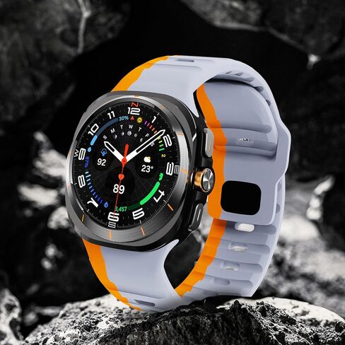 Sport Bands Compatible with Samsung Galaxy Watch Ultra Band 47mm,Soft Silicone Waterproof Strap for Galaxy Watch Ultra Breathable Bands Men Women (Gray/Orange, Galaxy Ultra 47mm) in Saudi Arabia