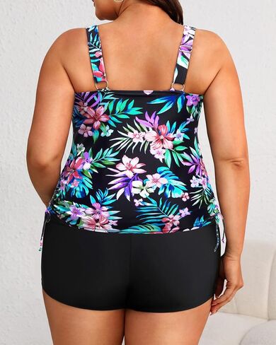 Women's Plus Size Tankini Swimsuit - Two Piece Bathing Suit with Shorts 2025 V-Wired Tummy Control Swimwear in Kuwait