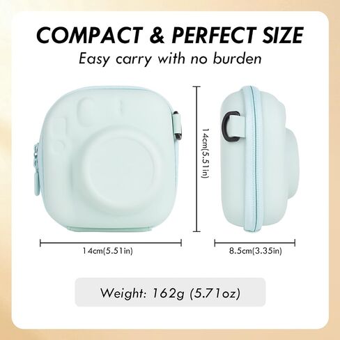 Hard EVA Storage Case Widely Compatible with Fujifilm Instax Mini 12/11/9/8/99/90/40, Instant Camera Protective Carrying Case with Adjustable Strap - Mint Green in Kuwait