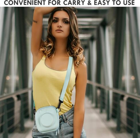 Hard EVA Storage Case Widely Compatible with Fujifilm Instax Mini 12/11/9/8/99/90/40, Instant Camera Protective Carrying Case with Adjustable Strap - Mint Green in Kuwait
