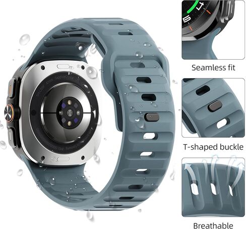 Sport Bands Compatible with Samsung Galaxy Watch Ultra Band 47mm,Soft Silicone Waterproof Strap for Galaxy Watch Ultra Breathable Bands Men Women (Gray/Orange, Galaxy Ultra 47mm) in Saudi Arabia