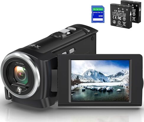 Camcorder Video Camera 2.7K 50MP 16X Digital Zoom Vlogging Camera with LED Fill Light for YouTube, 2.8 Inch LCD Screen Camcorder with 32GB SD Card, 2 Batteries in Saudi Arabia
