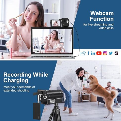 Camcorder Video Camera 2.7K 50MP 16X Digital Zoom Vlogging Camera with LED Fill Light for YouTube, 2.8 Inch LCD Screen Camcorder with 32GB SD Card, 2 Batteries in Saudi Arabia