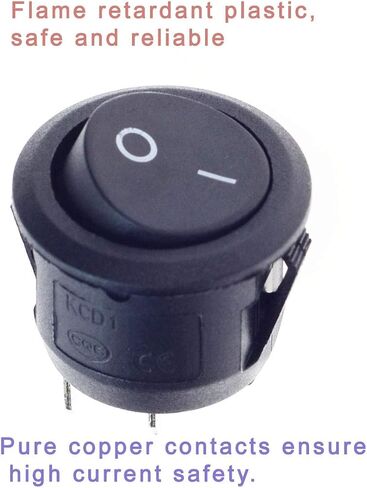 QTEATAK 8 Pcs SPST Snap-in ON-Off 2 Pin Snap Rocker Boat Switch Black AC 250V 15A 125V 20A for Car Auto Boat Household Appliances in Kuwait