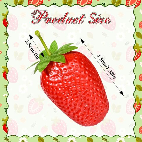 RONRONS 20 Pieces Artificial Strawberry Lifelike Fruit Plastic Strawberries Photography Prop Home Kitchen Cabinet Party Ornament, Large in Saudi Arabia
