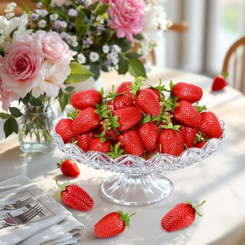 RONRONS 20 Pieces Artificial Strawberry Lifelike Fruit Plastic Strawberries Photography Prop Home Kitchen Cabinet Party Ornament, Large in Saudi Arabia