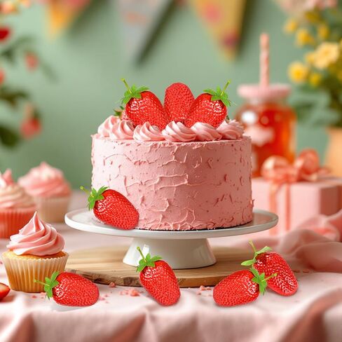 RONRONS 20 Pieces Artificial Strawberry Lifelike Fruit Plastic Strawberries Photography Prop Home Kitchen Cabinet Party Ornament, Large in Saudi Arabia