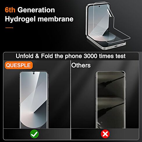 [2Set 4PCS] QUESPLE Privacy Screen Protector for Samsung Galaxy Z Flip 5, 2 Pack Privacy Inner Flexible TPU Film+2 Pack Back Tempered Glass Screen Protector with Alignment Tool, Self-Healing, Scratch Resistant in Kuwait