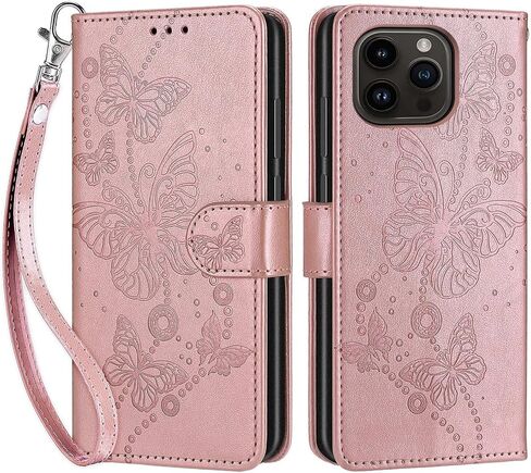 تم تصميمها لمحفظة iPhone 15 Pro Case ، وهي تقلب الغطاء المصنفة مع حاملي بطاقة ائتمان من Pu Selects Slots Slots Slots Wrist STRAP For iPhone 15 Pro 6.1 Inch (زهرة زرقاء) in Kuwait