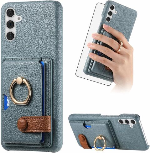 Asuwish Phone Case for Samsung Galaxy A54 5G Wallet Cover with Screen Protector and Thin Slim Ring Stand Credit Card Holder Leather Cell Accessories A545G A 54 54A 4G G5 SM A546U Women Men Blue in Saudi Arabia