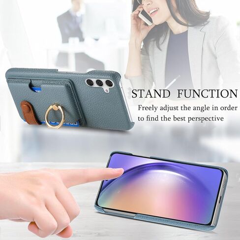 Asuwish Phone Case for Samsung Galaxy A54 5G Wallet Cover with Screen Protector and Thin Slim Ring Stand Credit Card Holder Leather Cell Accessories A545G A 54 54A 4G G5 SM A546U Women Men Blue in Saudi Arabia