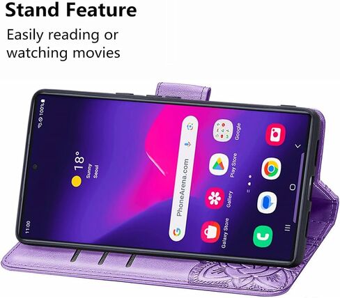 for Samsung Galaxy S24 5G Wallet Case, Embossed Butterfly Premium PU Leather [Kickstand] [Card Slots] [Wrist Strap] [6.2 inch] Phone Cover for Samsung S24 (A1-Lavender) in Kuwait
