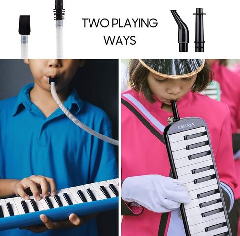 CAHAYA Melodica 32 Keys Double Tubes Mouthpiece Air Piano Keyboard Musical Instrument with Carrying Bag 32 Keys, Black, CY0050-1 in Kuwait