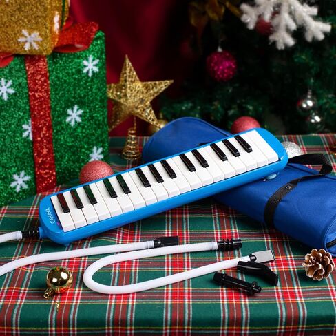 CAHAYA Melodica 32 Keys Double Tubes Mouthpiece Air Piano Keyboard Musical Instrument with Carrying Bag 32 Keys, Black, CY0050-1 in Kuwait