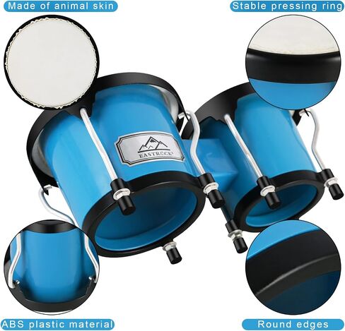EastRock Bongo Drums 6" and 7" Set for Kids Adults Beginners Professionals Transparent Cavity and Metal Bongos Drum Percussion Instruments with Tuning Wrench (Blue 6"+7" Bongos) in Kuwait
