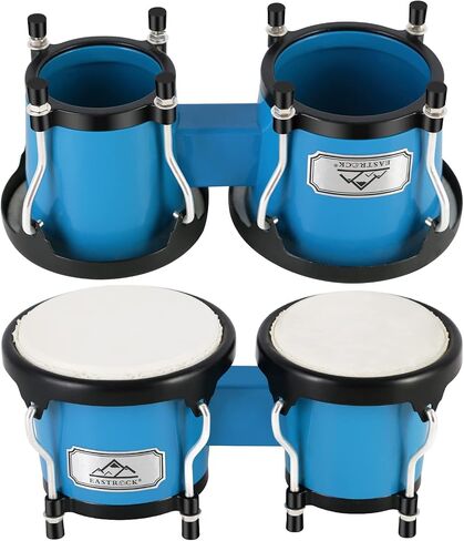 EastRock Bongo Drums 6" and 7" Set for Kids Adults Beginners Professionals Transparent Cavity and Metal Bongos Drum Percussion Instruments with Tuning Wrench (Blue 6"+7" Bongos) in Kuwait