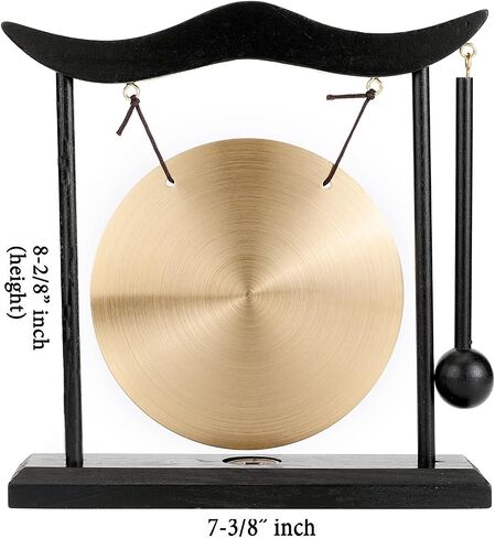 جرس طاولة سطح المكتب Mose Cafolo Zen Art Brass Feng Shui، تنين مع رموز تايجي، يصدر صوتًا واضحًا، تماثيل قابلة للجمع in Kuwait
